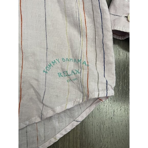 Tommy Bahama Shirt Mens XL Pink Striped Linen Long Sleeve Button Up Casual - Picture 4 of 8